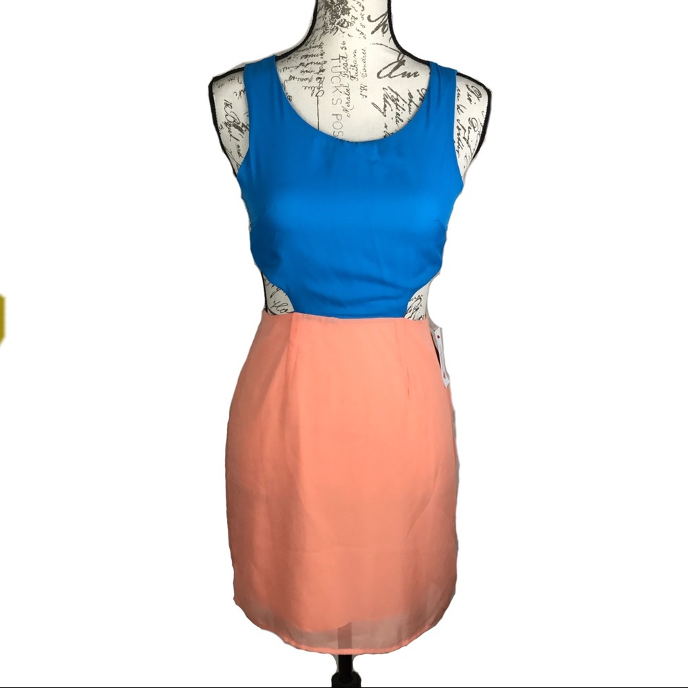 Honey Punch Peach Blue Mischief Maker Dress S